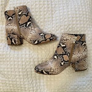 NWOT Snakeskin Boots with Zipper Detail